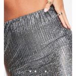 Topshop Pleated Holographic Silver Pull On Midi Skirt Size US 6 Elastic Waist Photo 5