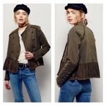 Free People military ruffle hem olive button up jacket S Photo 1