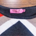 Eliza J  • Diamond Pattern sweater dress grey orange tan knit long sleeve Photo 5