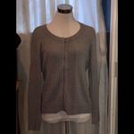 Talbots EUC zip up cardigan silver beads gray sz m Photo 1
