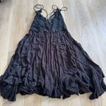 Free People Black Adella Mini Lace Slip Dress Photo 1