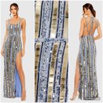 Mac Duggal  93981 Womens HALTER NECK Mirror EMBELLISHED DETAILED BACK GOWN Dress Photo 1