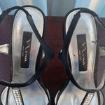 Nina Shoes Nina Womens High Heels Peep Toe Sandals Ankle Strap Black Silver Shoes Size 6 Photo 9