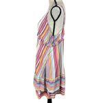 Umgee  Large A-Line Mini Dress Striped V-Neck Lined Sleeveless Ruffled Multicolor Photo 6