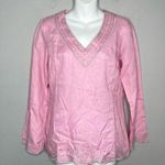 Lilly Pulitzer Vintage White Label Linen Top Womens Size XS Beaded Embroidered Photo 0