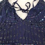 Free People  Tulle Flutter Mini Dress Beaded Backless Navy Black Size‎ Large New Photo 5