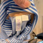 Comfy Knit Pajama Top Collared Button Down Blue White Striped Photo 5