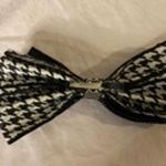 Handmade Preppy Houndstooth Glitter Hair Bow Black White Clip Barrette Photo 6