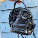 Betsey Johnson Black Mini Backpack Floral Lining Faux Leather Photo 2