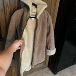 Washable Suede Leather Coat Faux Fur Lining Penny Lane Jacket Pockets Warm Large Tan Photo 4