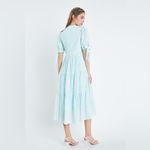 English Factory GINGHAM TIERED MIDI DRESS Medium NWT Mint color short sleeve Photo 1