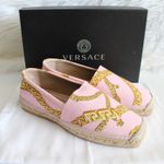 Versace  Baby Pink Gold Chain Graphic Print Canvas Espadrilles Photo 2