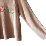 AnnieWear Pink Knit Sweater “Hello” Graphic Pullover Rainbow Letters Size XL Photo 4