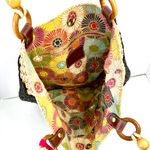 Fossil Vintage Handcrafted Black and Yellow Crochet Tote Bag Photo 8