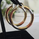 Gold Filled Tricolor Accent Hoop Earrings Photo 4