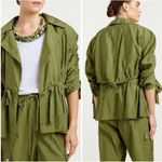 CINQ À SEPT Emeline Ruched Sleeve Jacket in Olive Green Photo 9