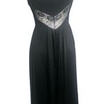 VTG Black Long Maxi Slip Dress Gown SM Lace Slinky Whimsigoth Glam Sexy Lingerie Photo 0