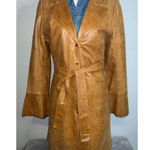 wilson's leather  Duster Caramel Tan Trench Eyelet 70s Pearl Snaps Coat Photo 0
