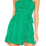 Privacy Please  Green Ruched Wrap Mini Dress Photo 0