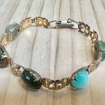 Vintage Chinese Green Stone Bracelet – Aventurine, Moss Agate, Amazonite & Unaki Photo 1
