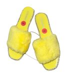 Olivia Miller NEW  Faux Fur YellowRhinestone Studded Sandal Photo 2