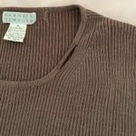 barney's new york brown silk blend ribbed long sleeve crewneck summer top, size M Photo 11
