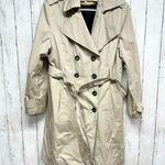 Calvin Klein Jacket Women Size L Double Breasted Trench Coat Cream/Tan Business Photo 0