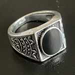 Obsidian stone S925 silver men women ring size 7 Photo 1