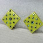 Vintage 60’s 70’s mod line green rhinestones clip style Photo 2