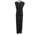 IRO Molly Dress Maxi Length T-Shirt Short Sleeve Linen Stripe Black Size Small Photo 2