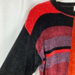 VTG 90s Womens M FLAW Orange Black Geometric Argyle Sweater Cozy Abstract Funky Size M Photo 4