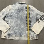 ZARA  Women's Large Graffiti Denim Jean Jacket Blue Graphic‎ Streetwear Oversized Photo 6