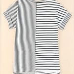 NEW White & Black Mixed Stripes Crewneck Short Sleeve Tee with Chest Pocket M Size M Photo 5
