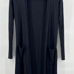 Uniqlo  Lightweight Black Ribbed‎ Open Front Long Cardigan Sweater Duster Small Photo 0