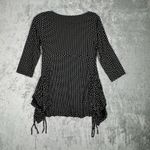 Masai Shirt Womens‎ Medium Black White Floral Blouse Ruched Sides Ruffle Neutral Photo 2