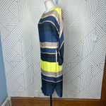 Apiece Apart Long Tunic Top Side Slits Coverup Colorful Striped Navy Blue Size 0 Photo 6