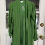 Susan Graver Large Green Open Cardigan Casual Office Roll Tab Sleeve NWOT READ Photo 4