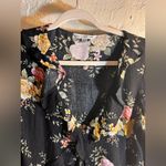 American Eagle Outfitters Black Floral Blouse boho ruffle lightweight flowy M Photo 1