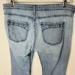 L.E.I . Low Rise Brass Stud Embellished Flare Leg Jeans 90s Frayed Photo 4