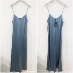 Reformation  Genevieve Dress in shiny pale blue/ shiny grey NWT Photo 1