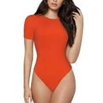 Babaton (Aritzia) Contour Crew Bodysuit ORANGE DOPAMINE Medium M Photo 2
