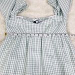 Gianni Bini  Sage Green Gingham Mini Milkmaid Dress Long Sleeve Peasant Size 4‎ Photo 13