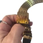 Vintage Gold Stretch Belt With Black Snakeskin Photo 3