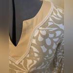 Charter Club  Women's White and Tan Leaf Print Long Sleeve Shirt Photo 5