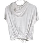 FSK Collective Cropped Top Women's Large White Hooded Short Sleeve Cinch Waist Photo 1