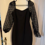 SheIn Polka dot sheer sleeve black dress Photo 0