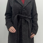 Merona Black Patterned Trench Coat Cotton Blend Size XL Preppy Jacket Photo 0