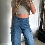 Halara Wide Leg Cargo Knit Denim Jeans Photo 0
