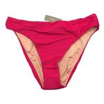 J.Crew Womens Ribbed High-Rise Cheeky Bikini Bottoms High-Cut Leg Pink L Photo 0