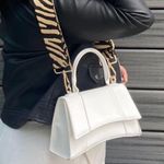 White Structured shoulder purse Handle Photo 0